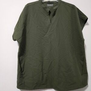 Mandala Women Scrub Top Olive Green Equa-Tek Notched Neck Short Sleeve Large